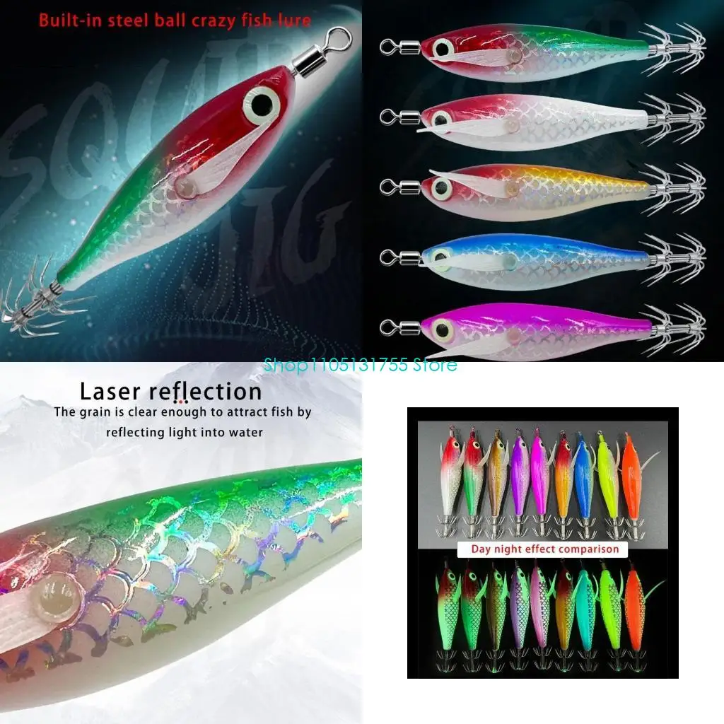 

Saltwater Freshwater Angling Shrimp Cuttlefish Jig Hook Lures Round Belly Squid Jig Fishing Lures with Shrimp Designs