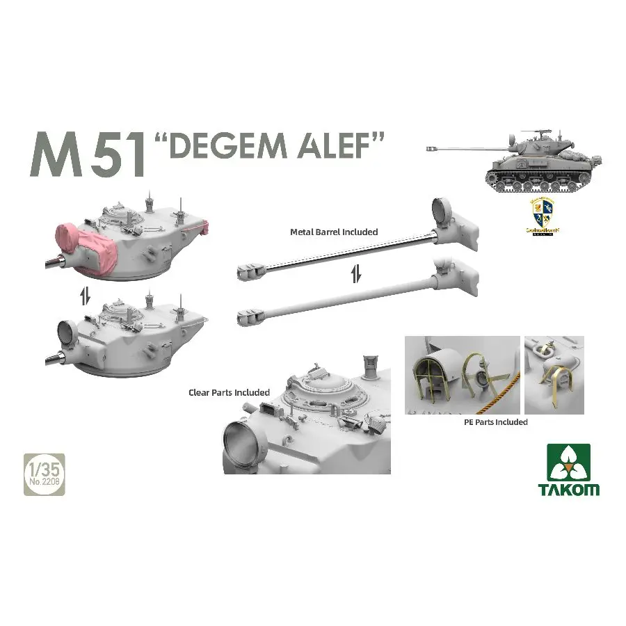 TAKOM 2208 1/35 M51 "DEGEM ALEF" Kit de modelo de ensamblaje estático militar de tanque