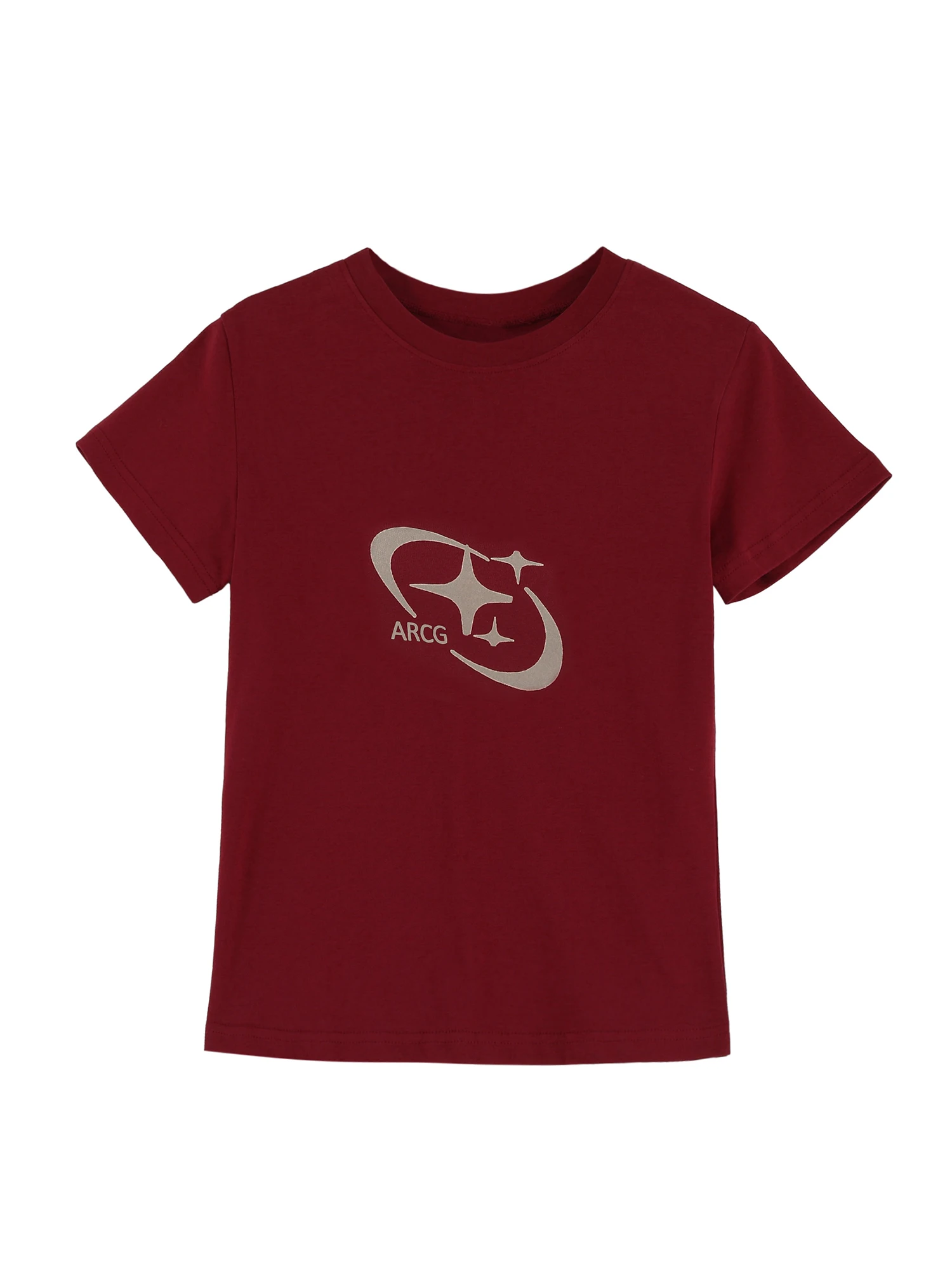 Cseta Fena de Manga Curta Estilo Americano Vermelha, Tamanho  Retro, Ajuste Slim, Top de Moda Verão para Garotas