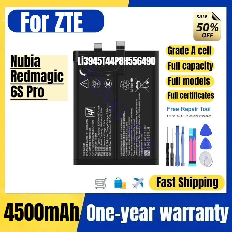 

Li3945T44P8H556490 for ZTE Nubia Redmagic 6S Pro Mobile Phone Battery High Quality Replacement Bateria Grade A Cell with Tools