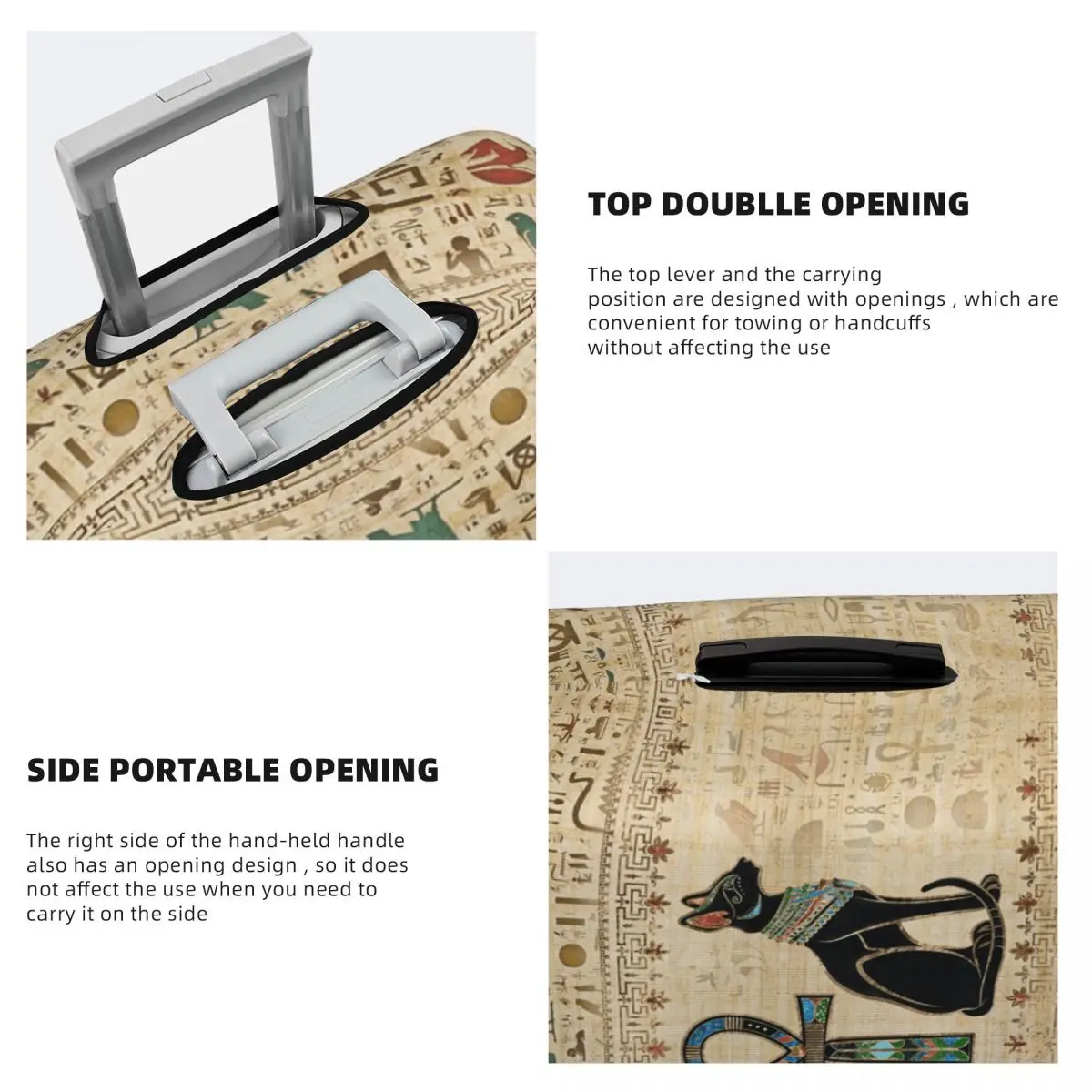 Egyptian Cats And Ankh Cross Suitcase Cover Protection Elastic Travel Luggage Protector Covers for 18-32 Inch