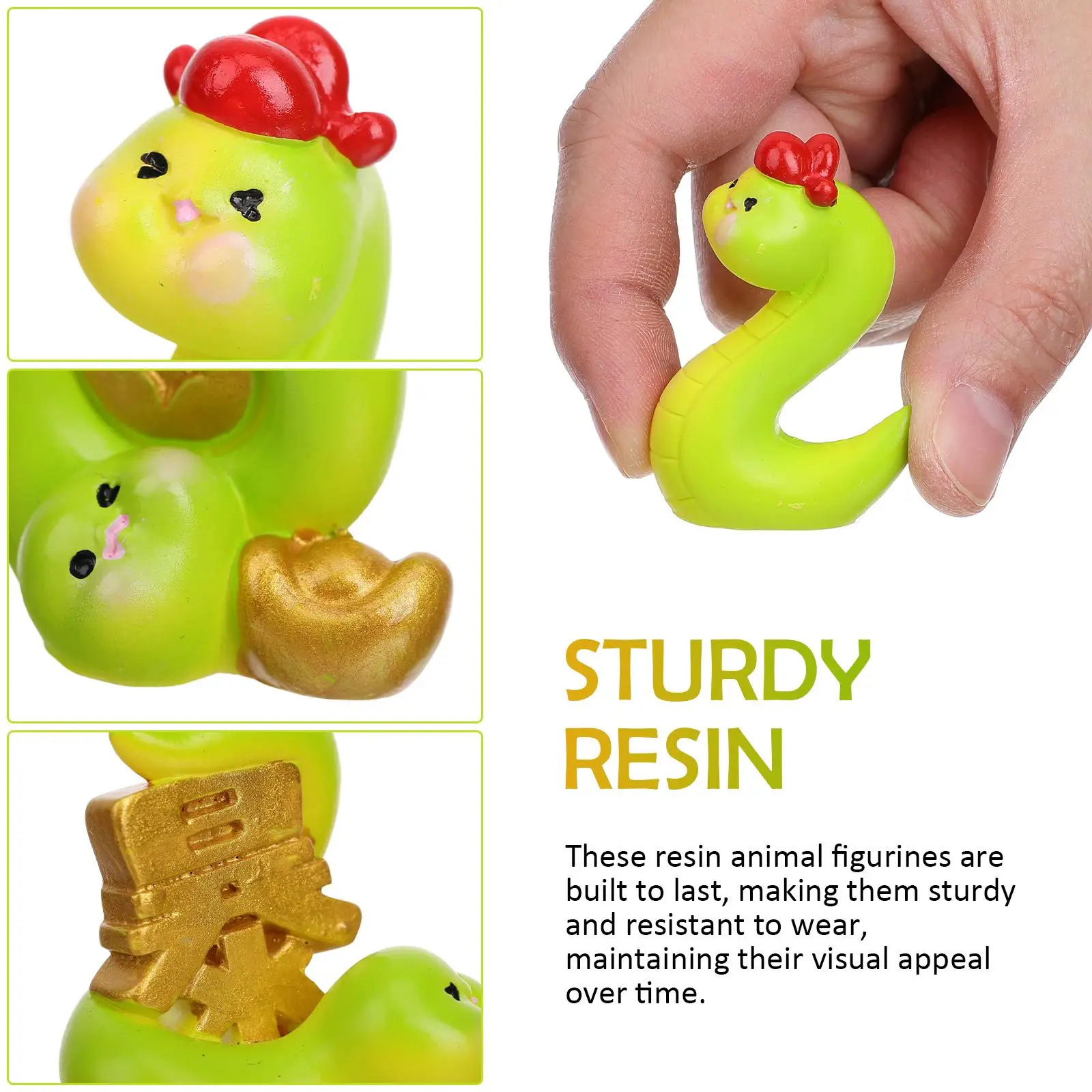 

4Pcs Zodiac Snake Figurine Lucky Ornaments Snake Figurines Tabletop Animal Decorations Cute Sculptures Animal Figure Office