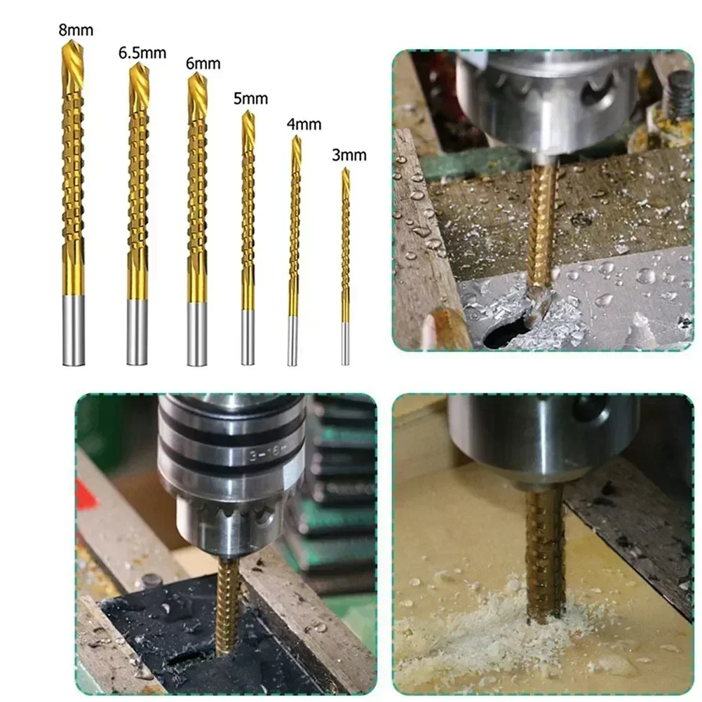 Broca métrica composta da torneira dos bocados de broca do parafuso para o plástico de madeira do metal 3-8mm revestido titânio conjunto do bocado de broca do cobalto de 3 pces hss