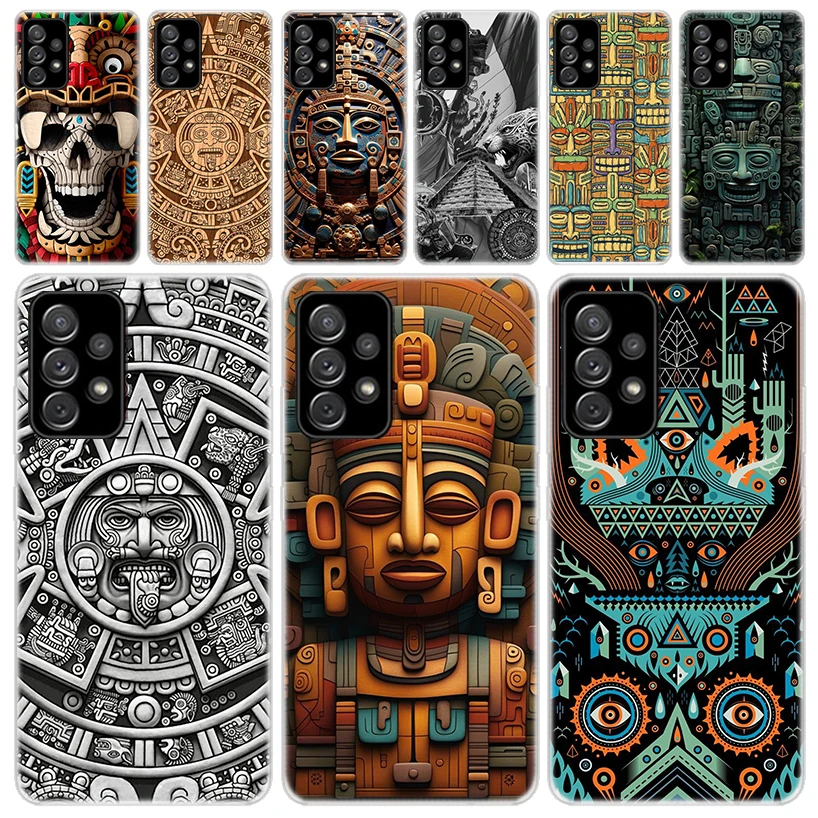 Mayan Stone Totem Pole Soft Phone Case for Samsung Galaxy A51 A50S A41 A31 A21S A11 A71 A70 A40 A30S A20E A10 A6 A7 A8 + A9 Cove