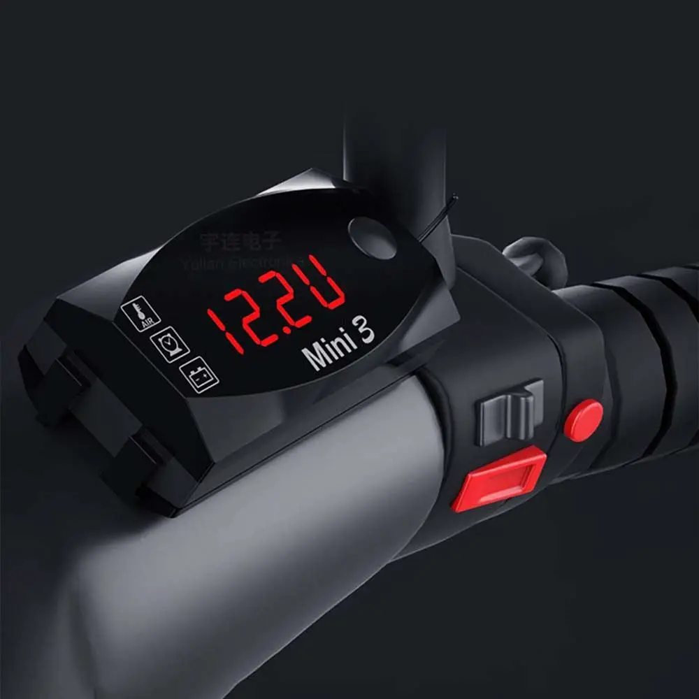 Portable Waterproof ABS Digital Display IP67 Motorcycle Electronic Clock Voltmeter LED Watch Thermometer