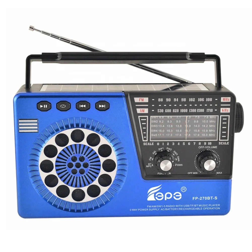 Fepe FP-270BT-S Oplaadbare Radio Draadloze Tand Speaker Met Usb Sd Tf Mp3 Speler Met Zonne-Energie Met Licht