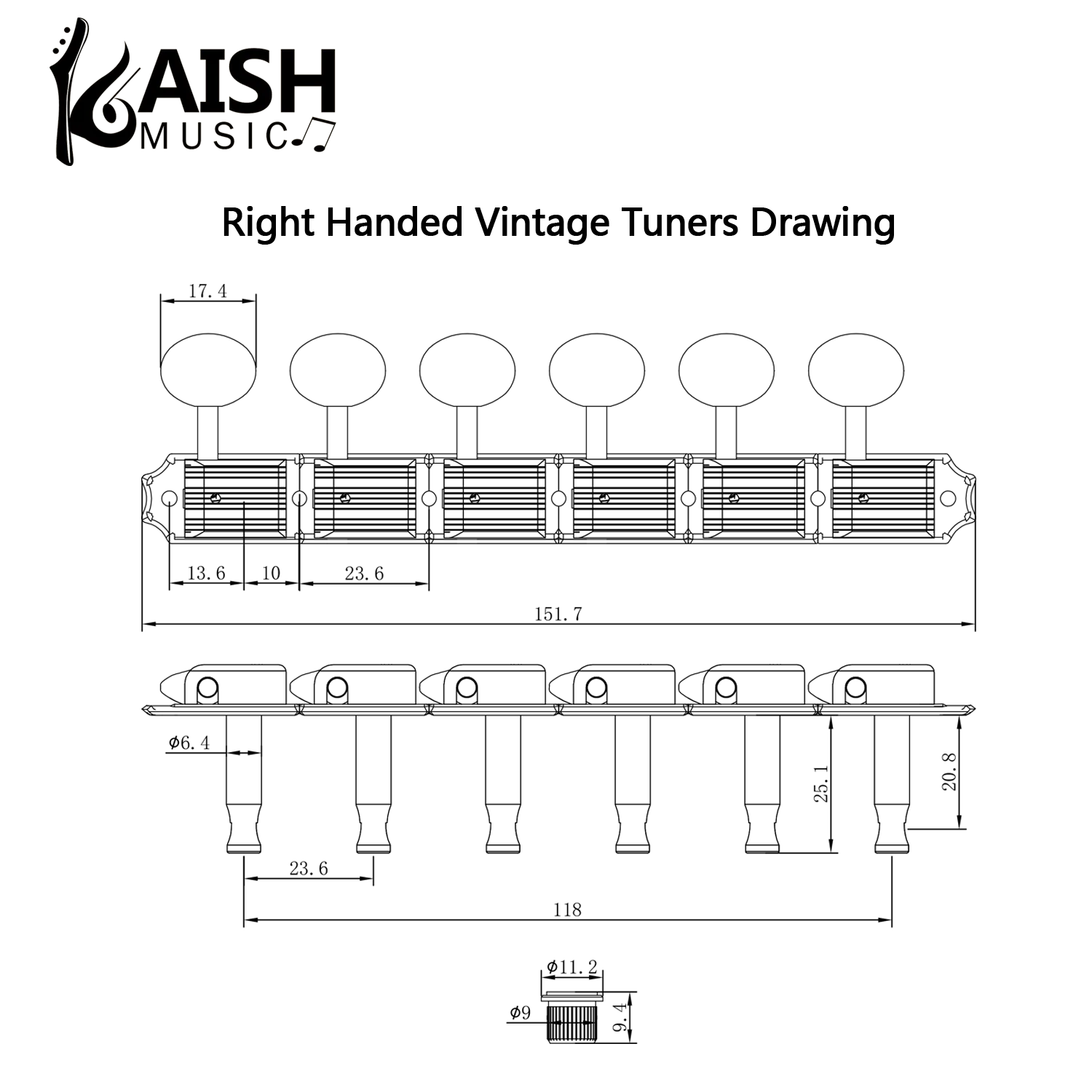 آلات ضبط المستقبلون الكلاسيكية النقية التي يتم ارتداؤها على الطريق من KAISH أوتاد مفاتيح مع عمود منفصل لحاجز Strat/Tele/Jaguar #2