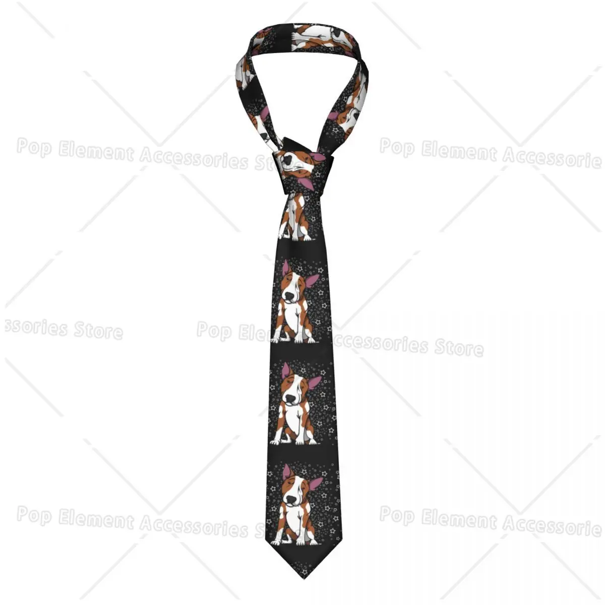 Custom Starry English Bull Terrier Tie Men's Fashion Silk Dog Animal Necktie for Business