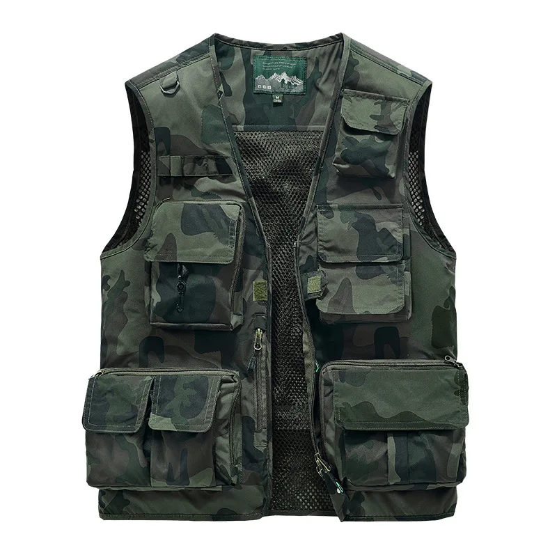 Arbeitskleidung mit mehreren Taschen für Herren, leicht, zum Angeln im Team-Outdoor-Angeln, atmungsaktive Outdoor-Sportbluse, westenähnliches Hemd