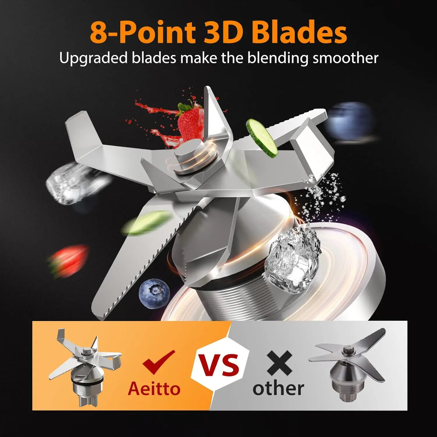 Liquidificadores para cozinha com motor de 1500 watts, grande capacidade de 68 onças, liquidificadores profissionais de bancada para triturar gelo, bebidas congeladas (