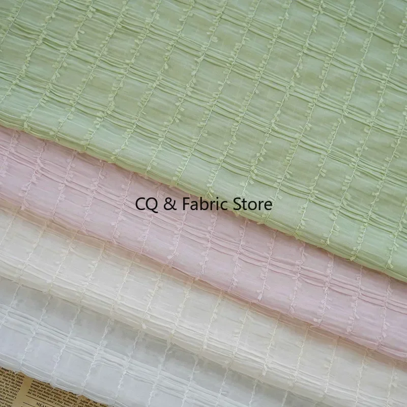 قماش شيفون جاكار مربع صغير طازج تول ناعم للربيع والصيف قميص نسائي فستان ملابس قماش صناعة يدوية قماش ذاتي الصنع