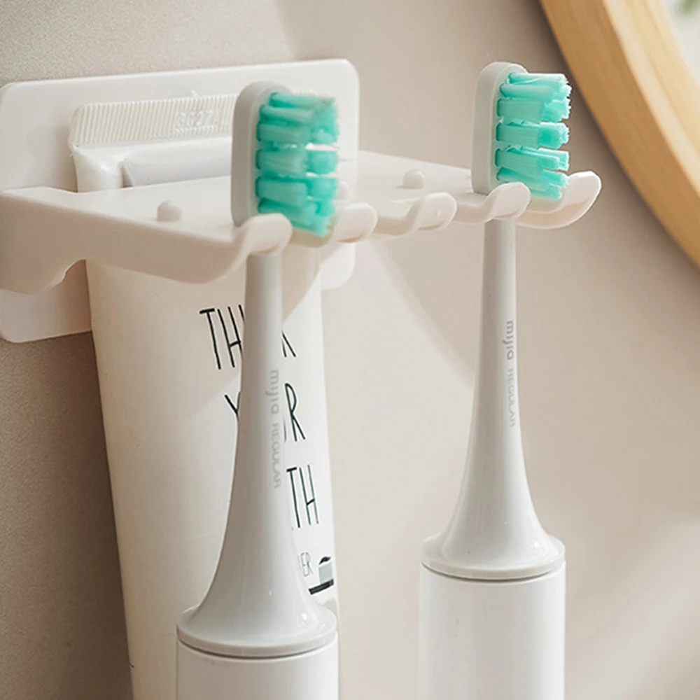 Appliance Rack Convenient Innovative Wall-mounted Toothbrush Holder With Storage Bathroom Toiletry Rack Toothpaste Holder