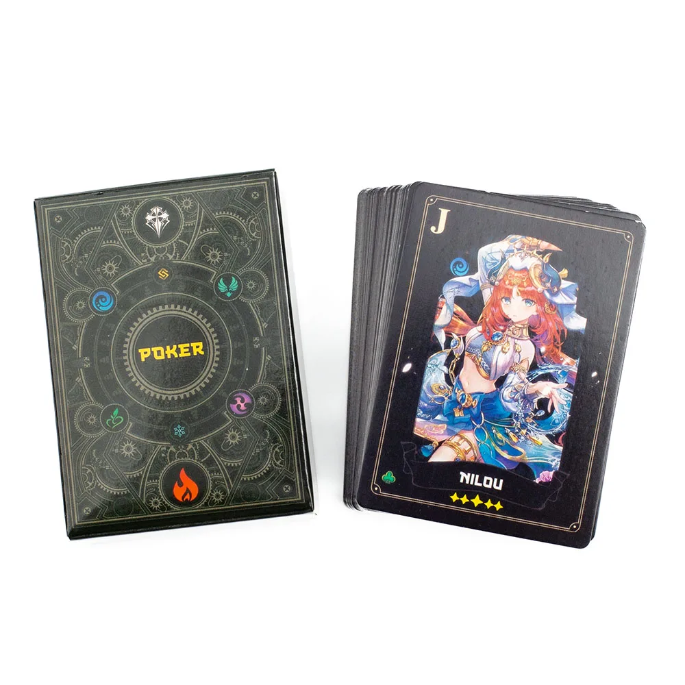 56PCS Genshin Impact Playing Cards  board games Thunder General Bronzing Card Set Two dimensional Game Poker 9.3*6.5cm