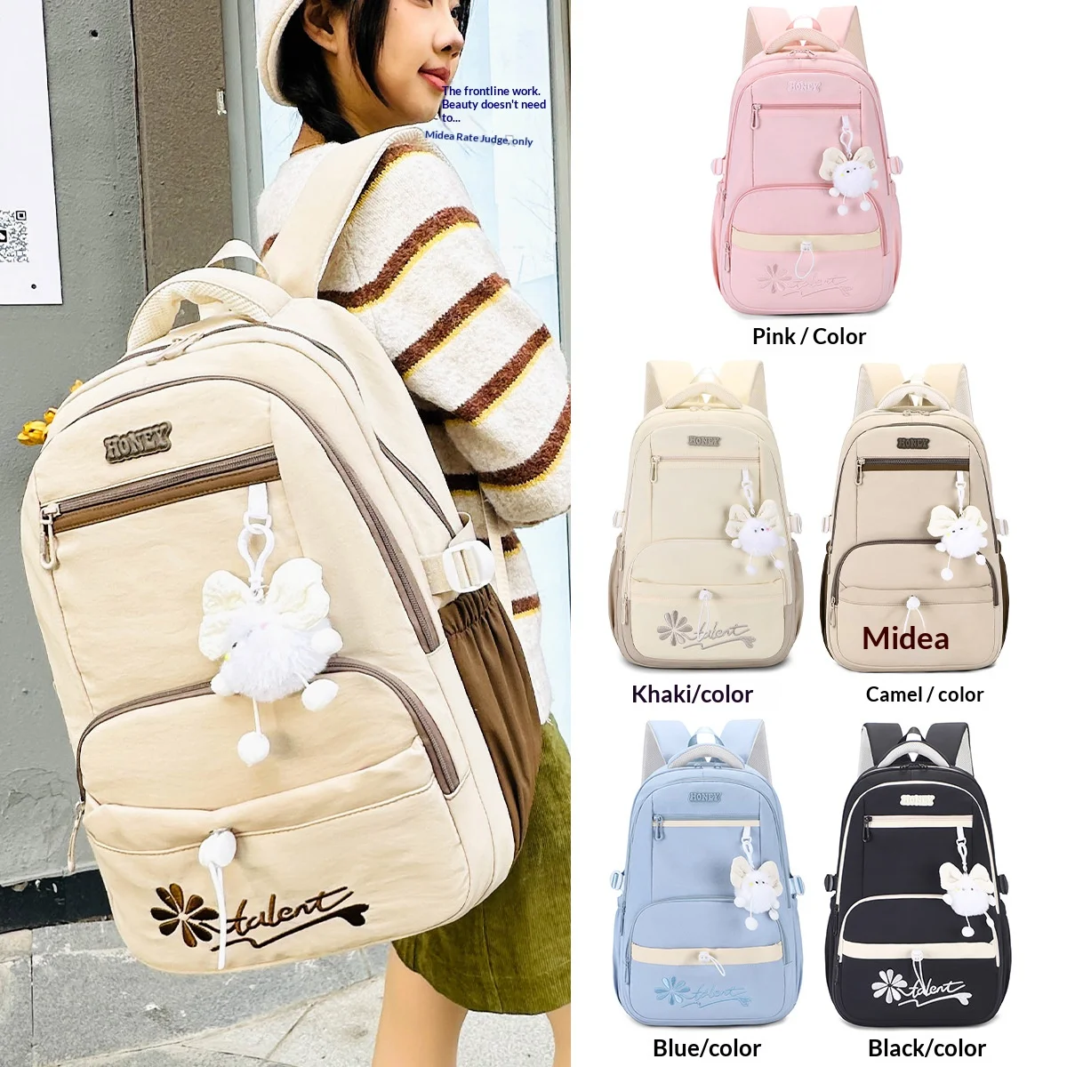 Middle School Backpack for Students, Lightweight Korean Style School Backpack
