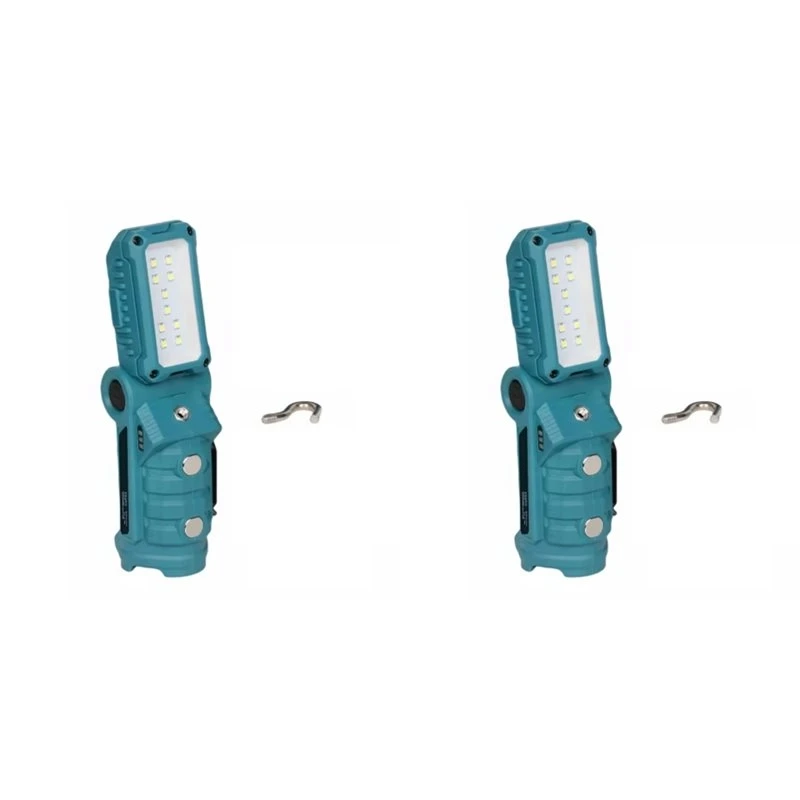 Fine Workmanship 2X Lithium Work Light Maintenance Light With Hook, Magnetic Suction, Rotating And Folding For 12V Makita