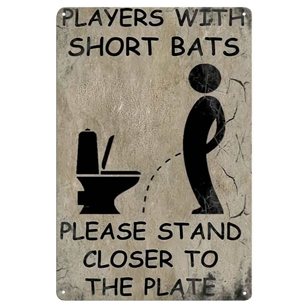 

Funny "Players with Short Bats" Metal Sign – Vintage Black Humorous Bathroom Decor, Waterproof Weatherproof Tinplate Plaque
