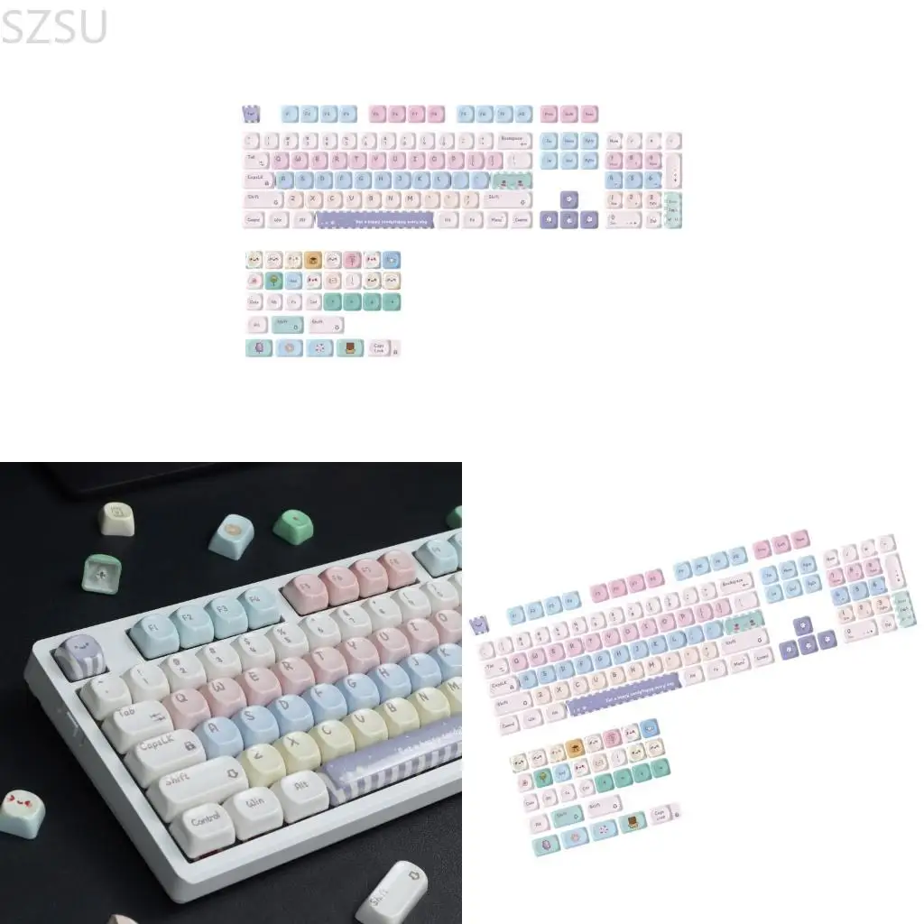 SZSU MOA Height Mirror Finish PBT Keycaps With Candy Color And Sublimations Printing For Mechanical Keyboards Smooth Typing