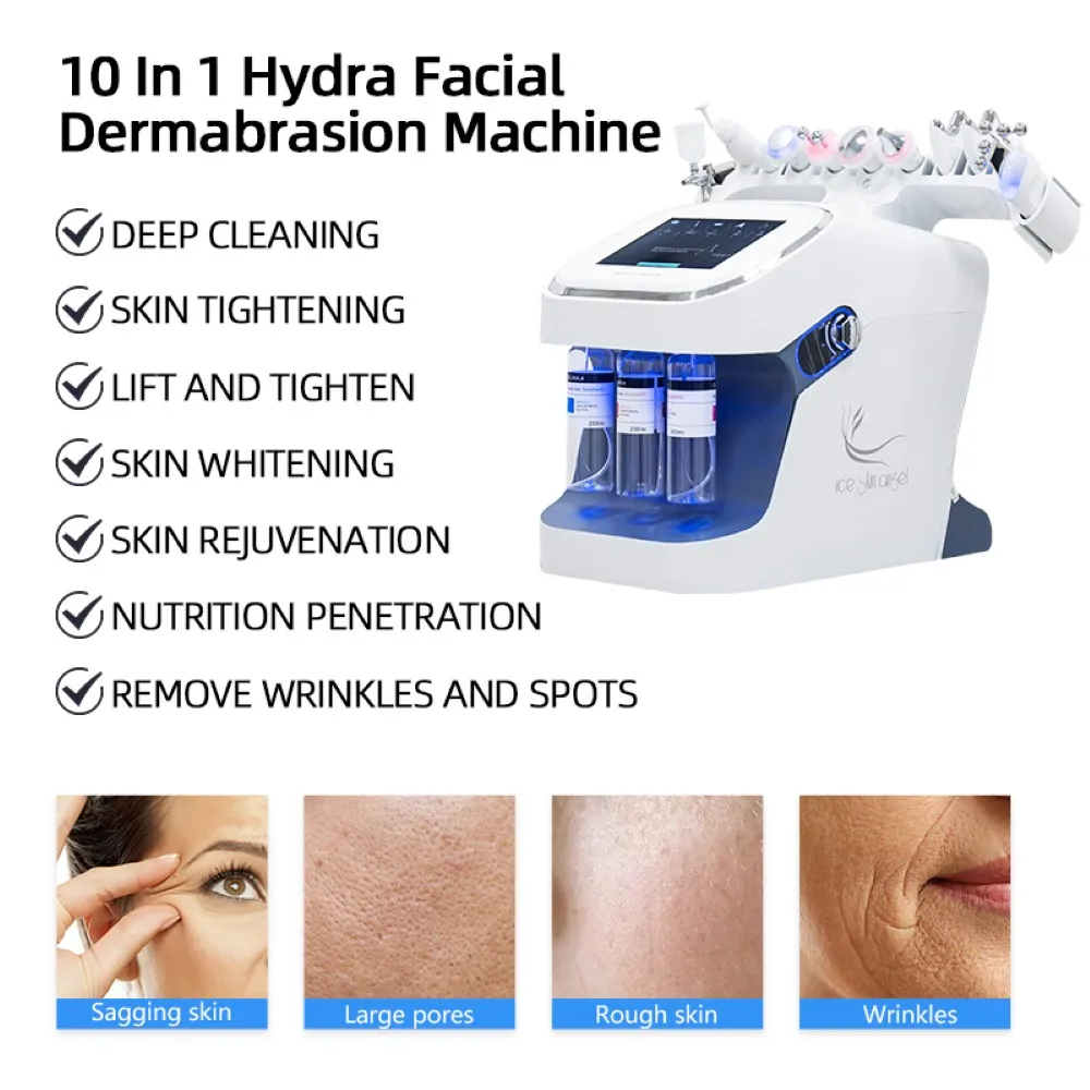 10 IN 1 Hydro Oxygen Facial Machine Deep Cleansing Blackhead Remover Microdermabrasion Aqua Peeling Skin Scrubber Skin Care SPA