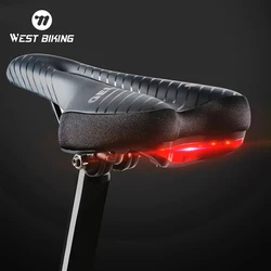 WEST BIKING Bicycle Saddle Taillight MTB Mountain Road Bike Waterproof PU Leather Comfortable GEL Cushion Soft Cycling Saddle