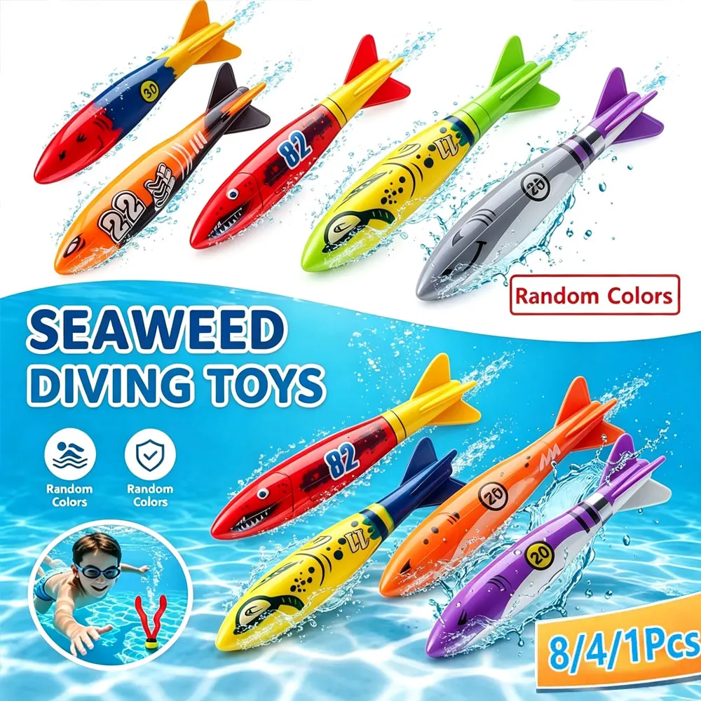 Fast Sinking Pool Diving Torpedo Rockets Set for Kids & Adults, Underwater Swim Training Summer Water Play Dive Toys (8/1/4 Pcs)