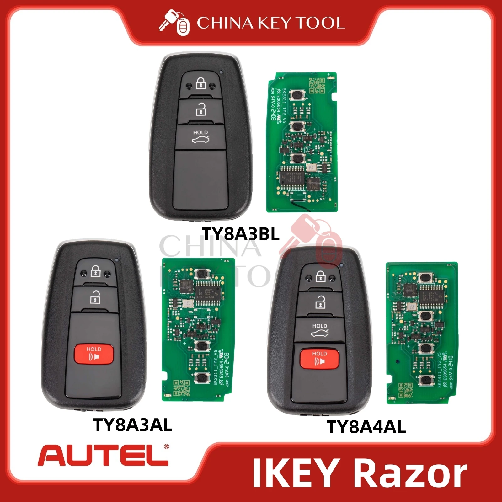 

1 шт. Смарт-ключ Autel IKEYTY8A3AL 3 кнопки 315/433 МГц для Toyota для смарт-ключа Autel для KM100 IM508 IM608 KM100E