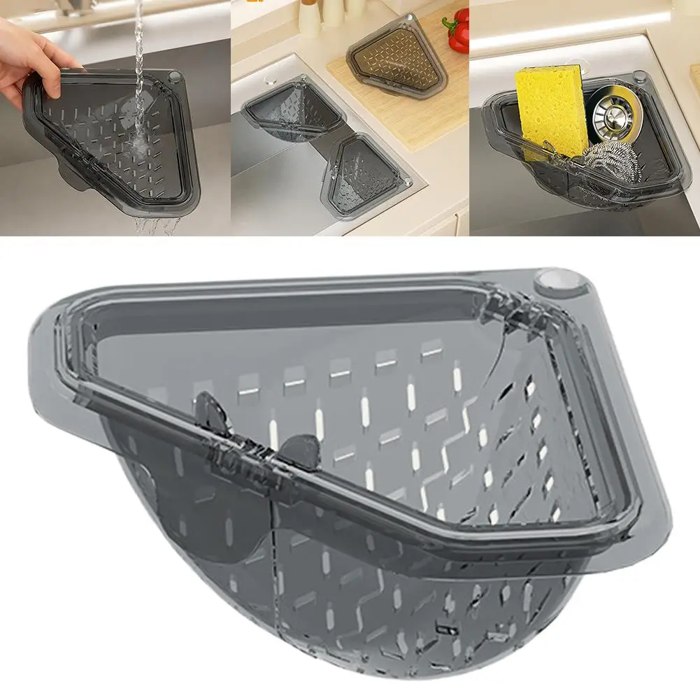 1/2Pcs Sink Drain Basket Sink Food Catcher Corner Basket Magnetic Suction Drainage Triangle Drying Rack No-Drill Kitchen Tools