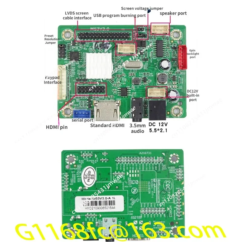 Single HDMI RTD2483 V1.0 LVDS LCD Driver Board Free Burning Small Audio HD Interface