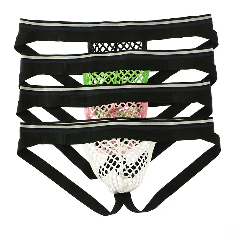 Brand Men's Thongs G-string Fishnet Mesh Jockstrap Super Breathable Transparent Backless Panties