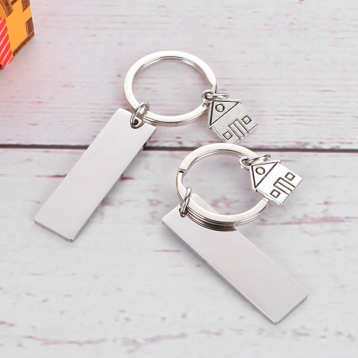 2 Pcs Home Keychain Holder Stainless Steel Ring Christmas Plush Silver Housewarming Lovers