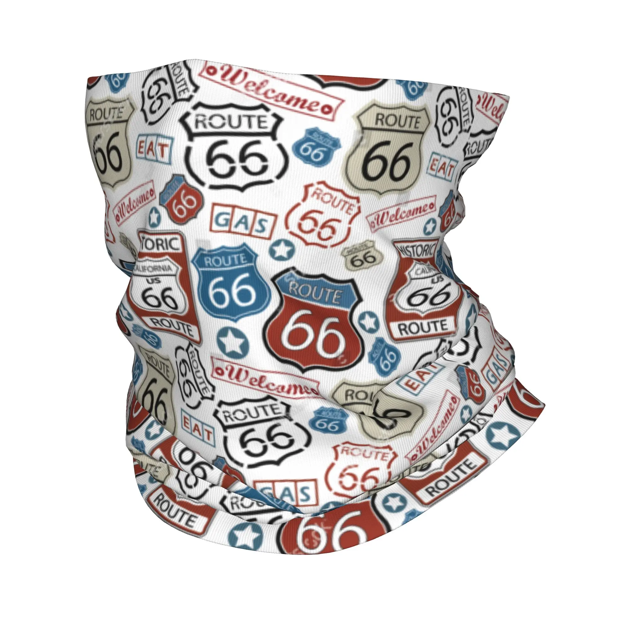 Bandana personalizada Vintage Ruta 66 para el cuello, polaina para esquiar, correr, mujeres y hombres, bufanda envolvente, diadema más cálida para carreteras americanas