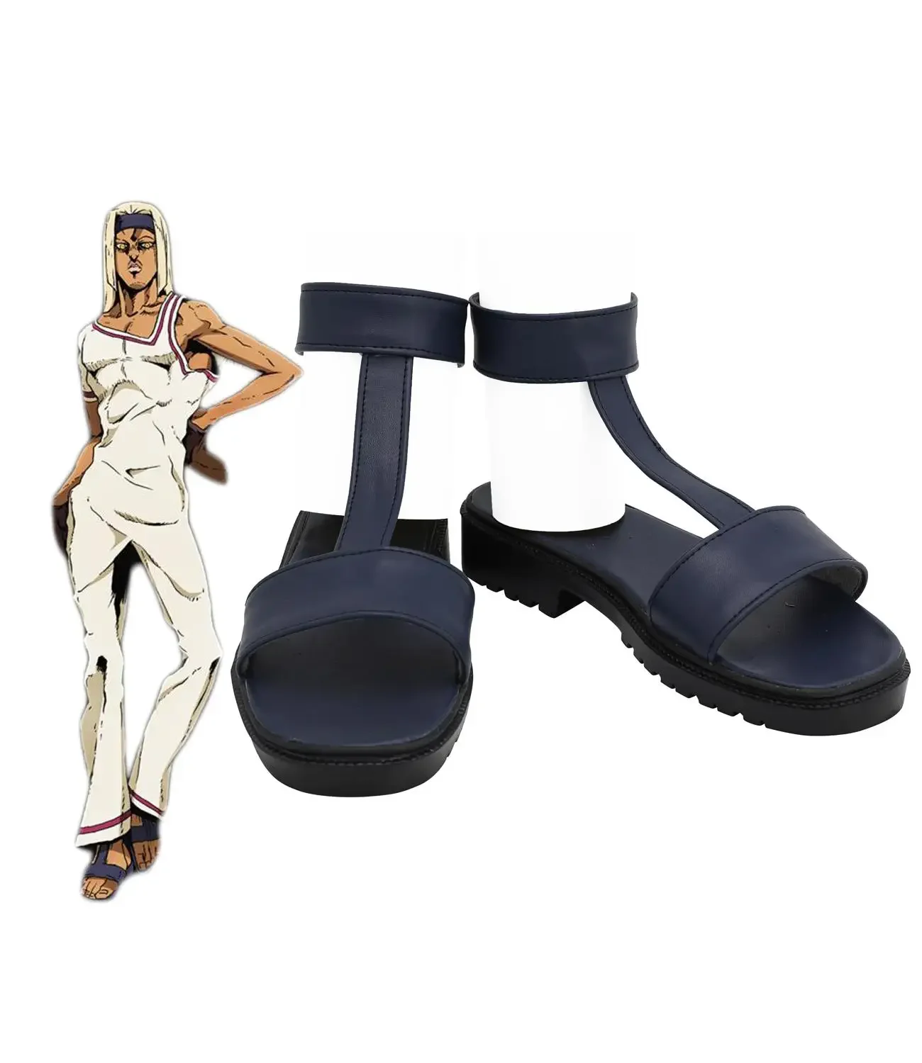 Zapatos de JOJO Tiziano, sandalias de Cosplay de JoJo's Bizarre Adventure Tiziano, zapatos negros hechos a medida