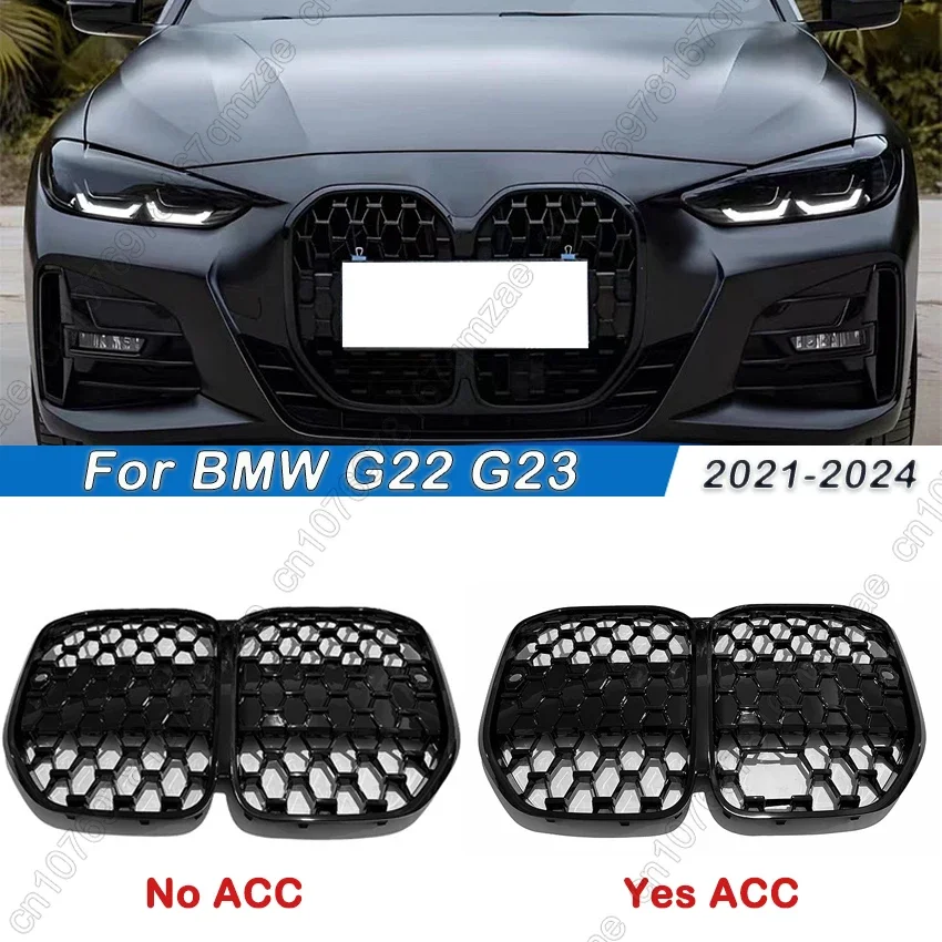 For BMW 4 Series G22 G23 420i 430i 435i M440i 2021-2024 Front Bumper Kidney Hood Grille Racing Grills Replacement With ACC