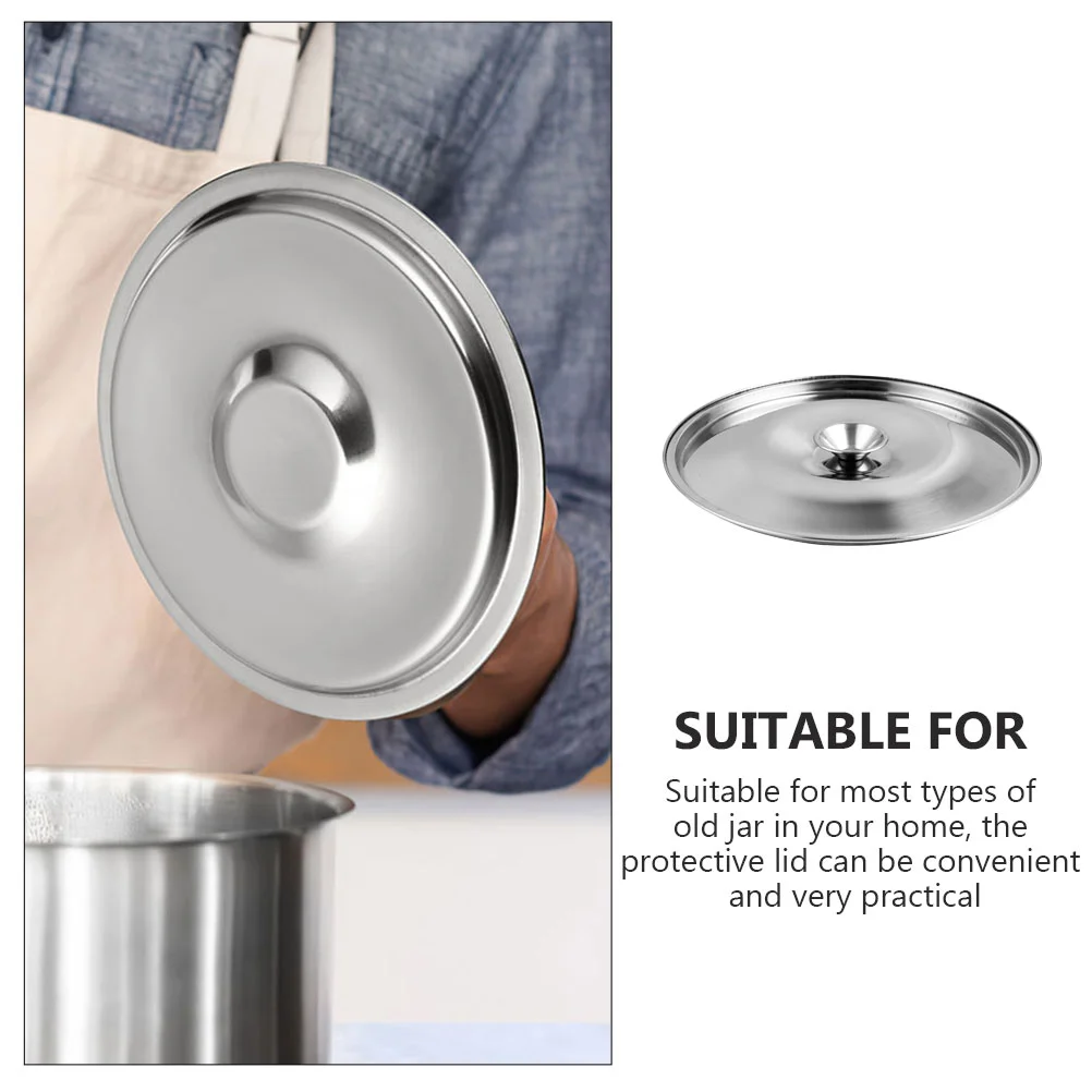 Stainless Steel Flavor Cup with Lid Condiment Jar Lard Kitchen Household Oil Basin (201) 26cm Seasoning Pot Metal Pans Cooking