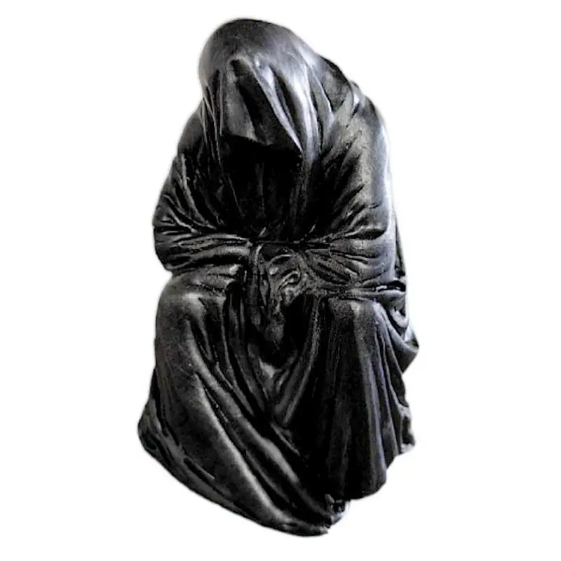 

Grim Reaper Sitting Statue Black Robe Walker Gothic Resin Figurine Gothic Grim Reaper Statue Novelty Creeper Home Decor Accent