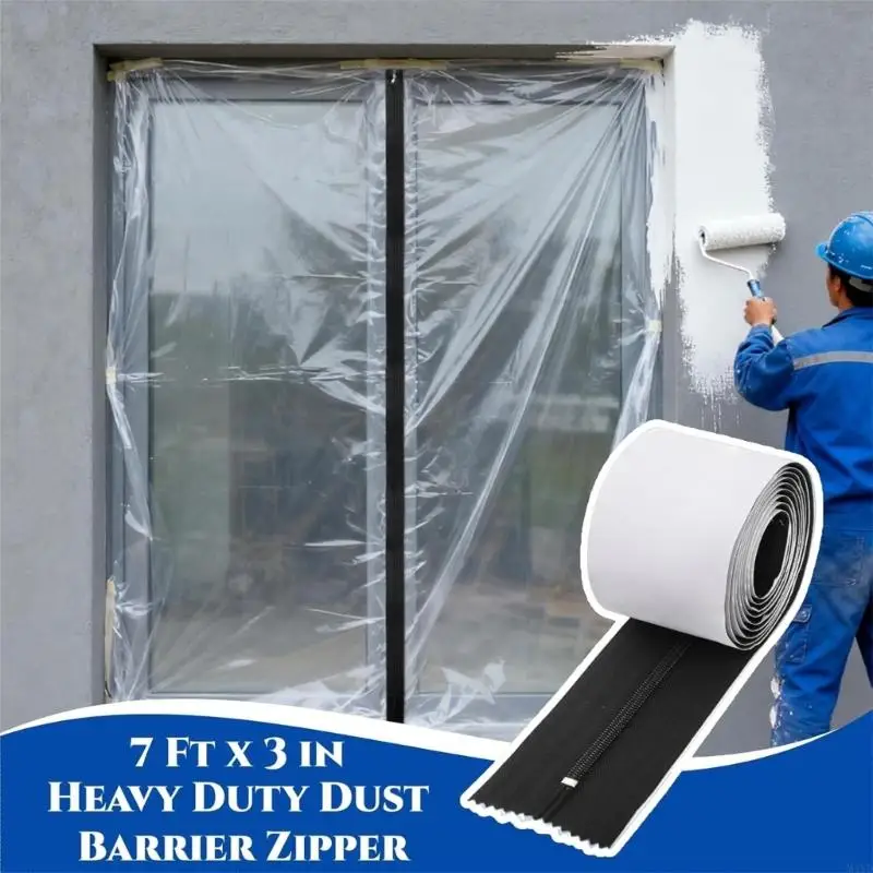 

4Pcs Dust Protections Barrier Zippers with Sheeting Cutter For Temporary Doors M4YD
