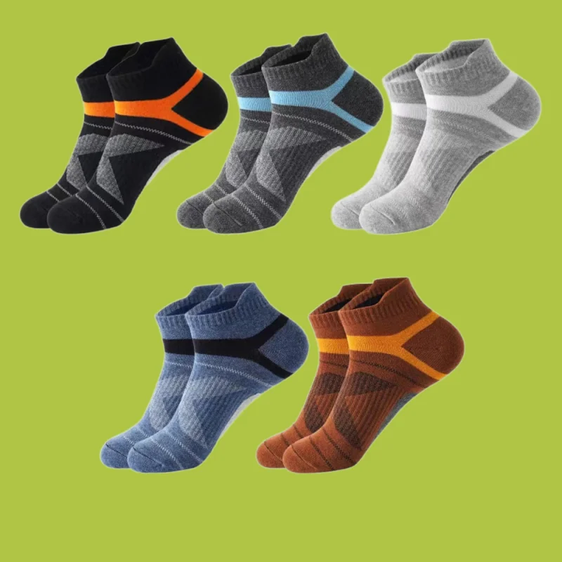 Chaussettes de dehors Courtes et Respirantes pour Homme, en Coton, Décontractées, Noires, pour Course à Pied et Fitness, Nouvelle Collection Été, 5 Paires