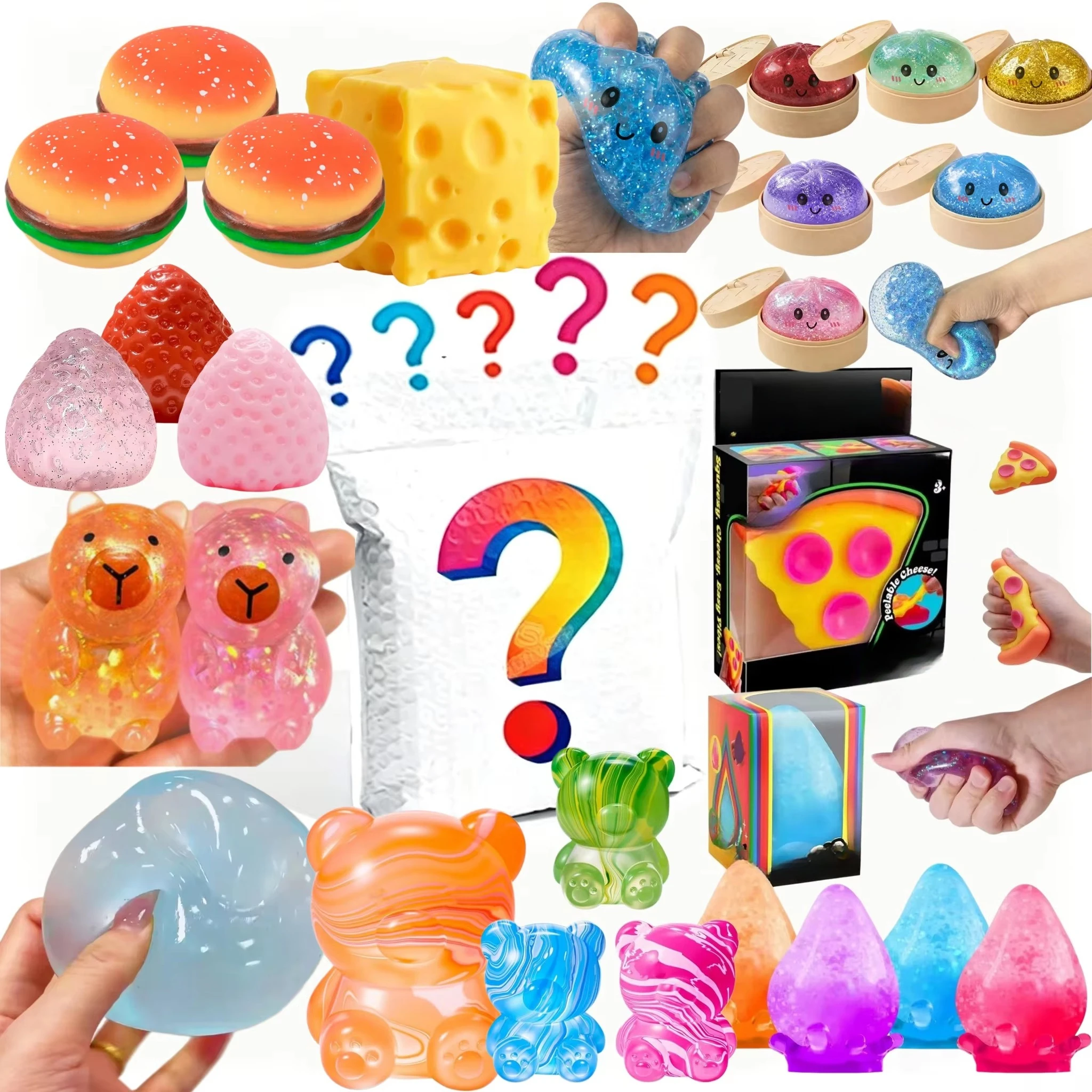 Random Surprise Squishy Blind Box Soft Squeeze Stress Relief Fidget Toy Assorted Shapes Sensory Toy Party Gift