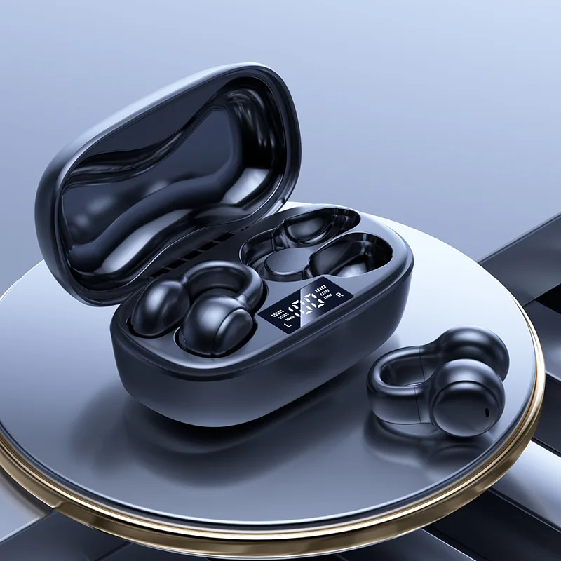 Nuevo tipo de auriculares inalámbricos Bluetooth, auriculares de silicona suave con clip HIFI no intrauditivos, cómodos de usar, batería de larga duración