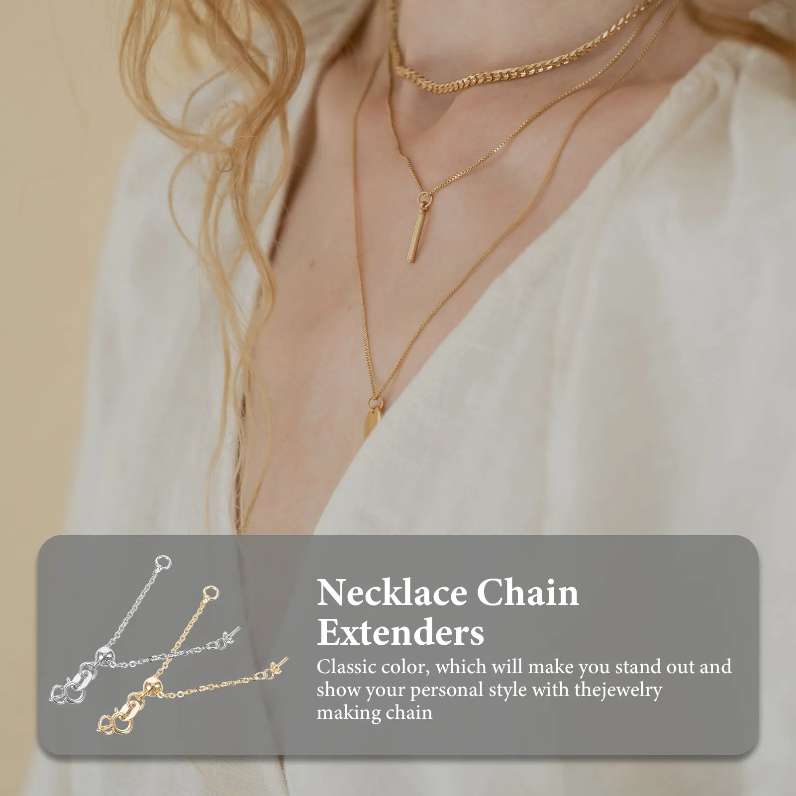 

2 Pcs Extended Chain Spring Buckle Necklace Extenders Chains for Jewelry Making Strap Shortener Adjustable