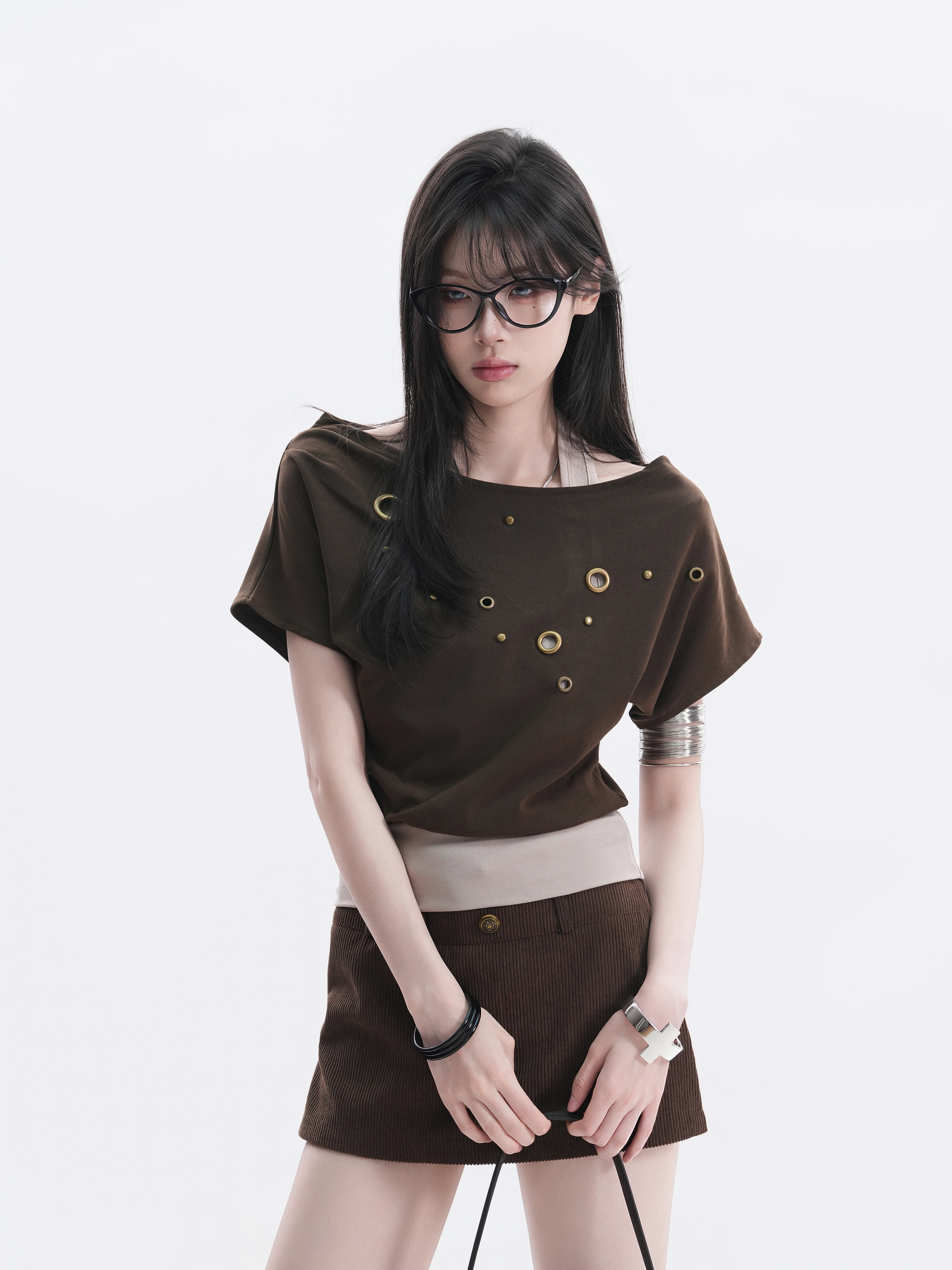 

Sexy Short Sleeve T-Shirt Neck Hanging Strap Design Casual Style Cotton Polyester Blend Summer Top for Young Women