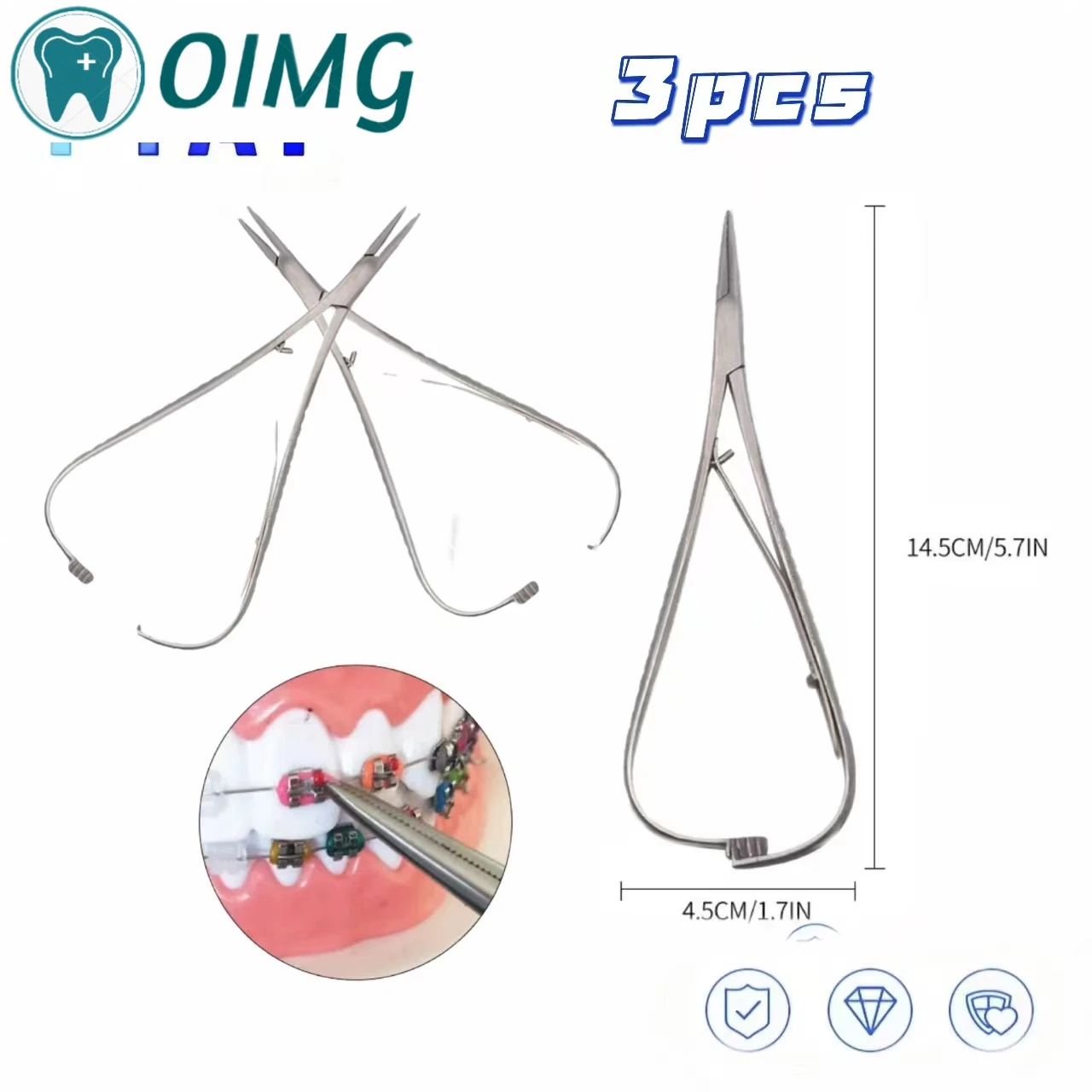 Dental Needle Holder Surgical Instruments Dental Orthodontic Mathieu Needle Holder Tip TC Premium Dental Tools 14cm Clamps 3pcs