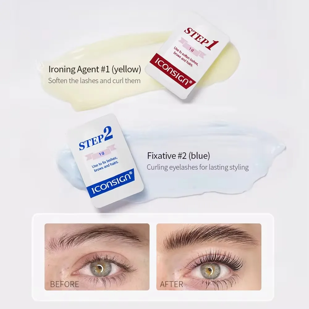 Wimpern-und Brauenlift-Klebe set Private Label Lashlift-Lotionen Profession elles Wimpern-Dauerwellen-Kit mit Wimpern lift Schritt 1 Schritt 2