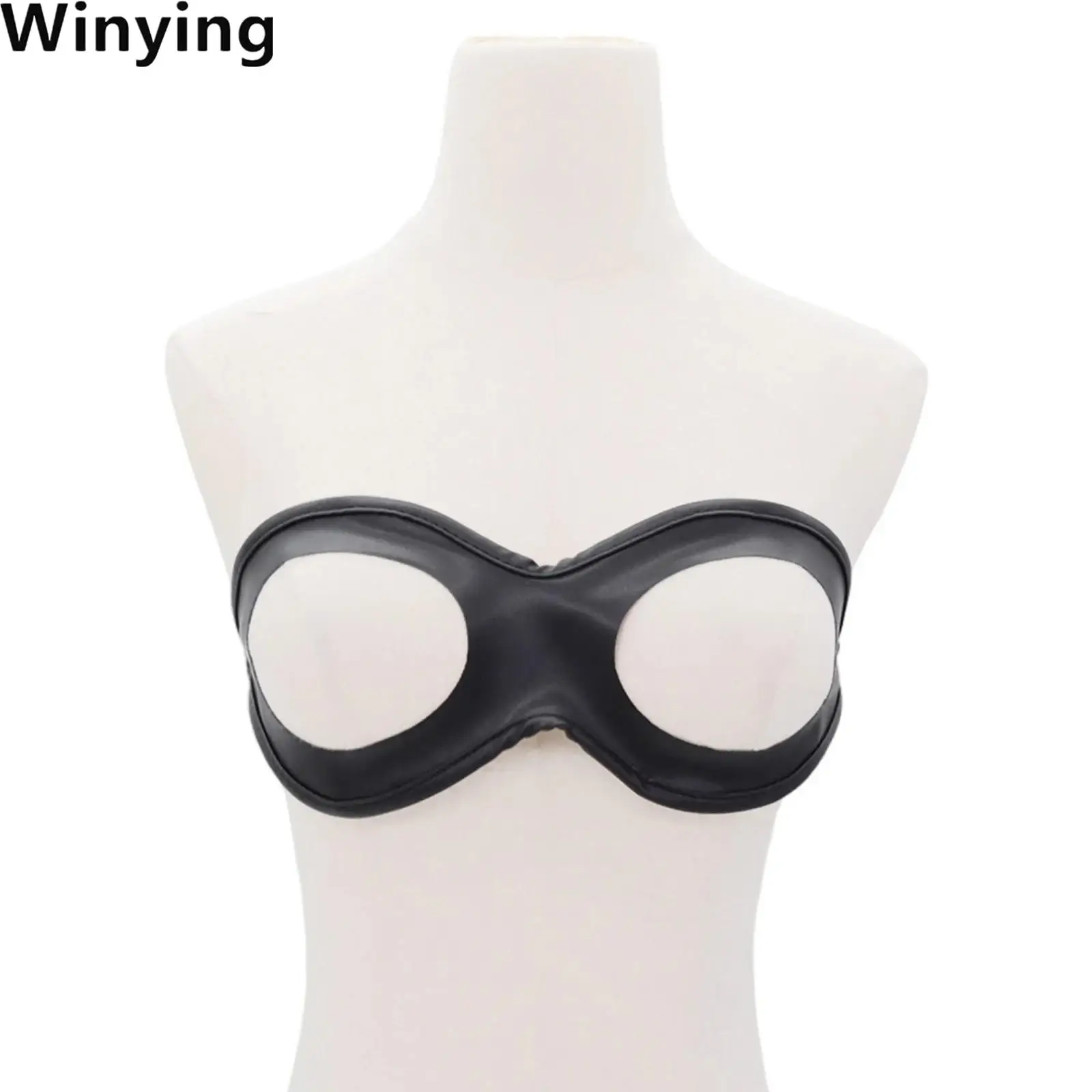 Womens Faux Leather Chest Harness Hollow Out Bra Top Adjustable Body Chest Belt Funny Nightwear for Club Dating Night