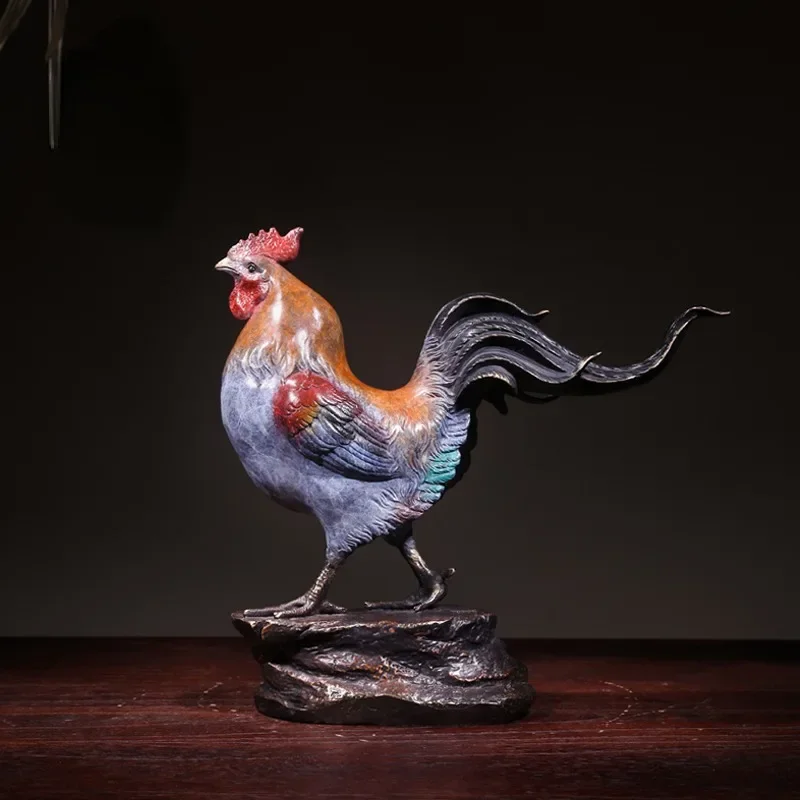 Copper Cock Ornament Chicken Crafts Home Decorations Zodiac Office Desk Surface Panel  GOLDEN ROOSTER Furnishings