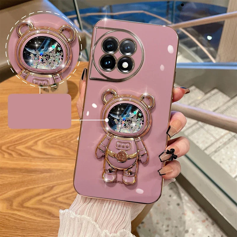 Astronaut Plating Case For Tecno Spark 10 Pro Infinix Note 30 Pro 30i 12 Pro 30 4G 11 Pro Hot 30 11 Quicksand Liquid Stand Cover