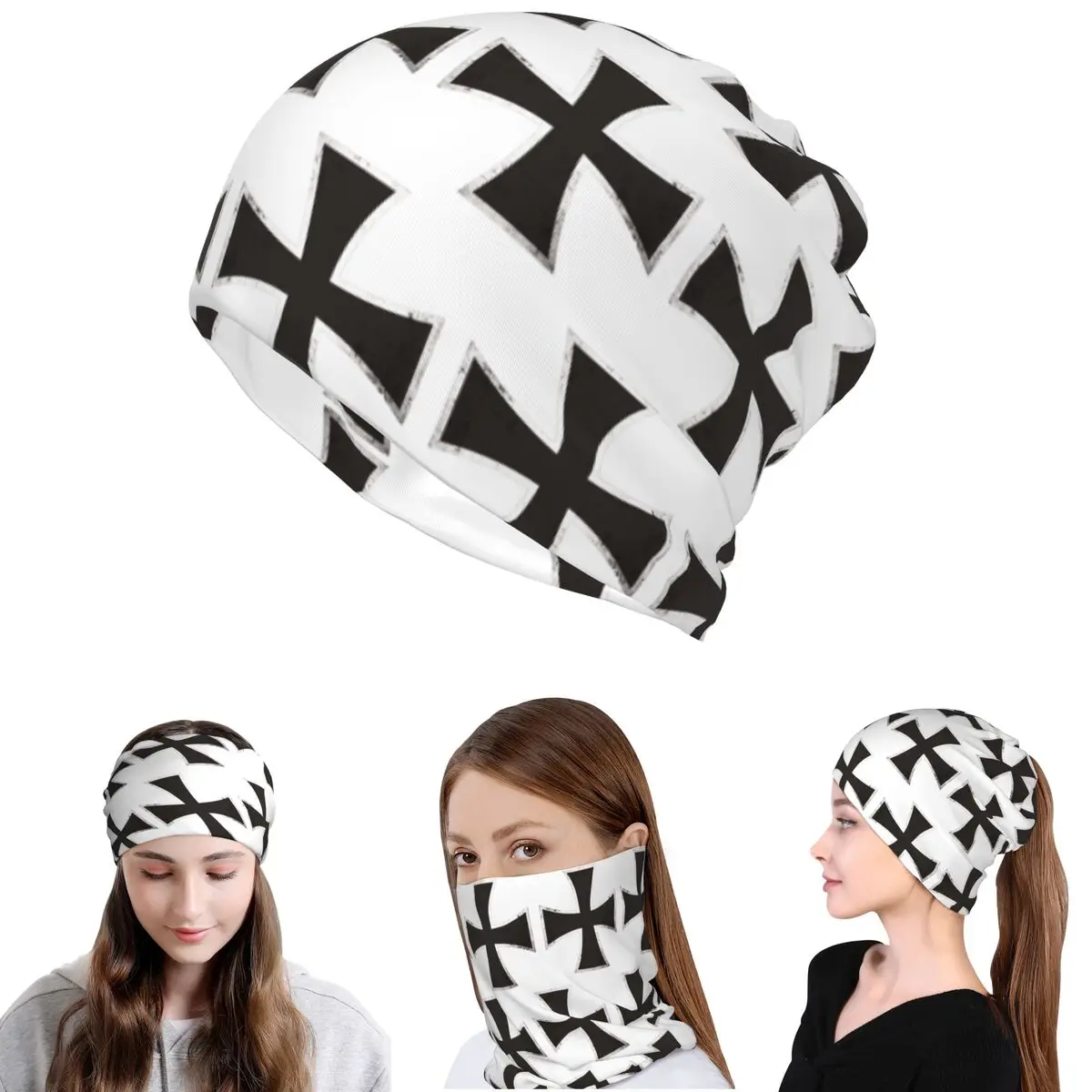 German Iron Cross Bandana Neck Gaiter Magic Scarf Multifunction Headwear Beanies Hat for Men Women Adult Winter
