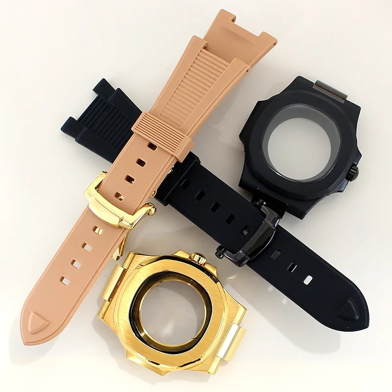 نوتيلوس موديل 316L حزام مطاطي من الفولاذ المقاوم للصدأ لساعة NH35 معدلة لحركة NH36/34/38