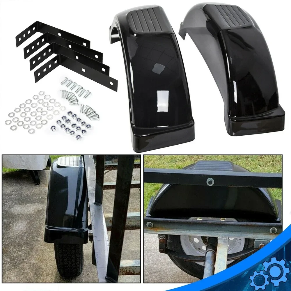 

SET OF 2 (TWO) SINGLE AXLE TRAILER FENDERS 13" WHEELS TIRES SKIRT BOAT