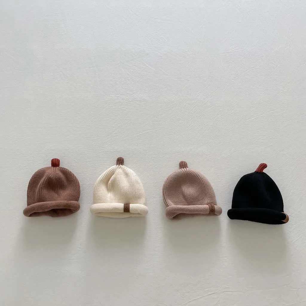 Gorro de lana para bebé, gorros de punto para niños, protección para los oídos, cálido, elástico, suave, Corea, otoño, invierno