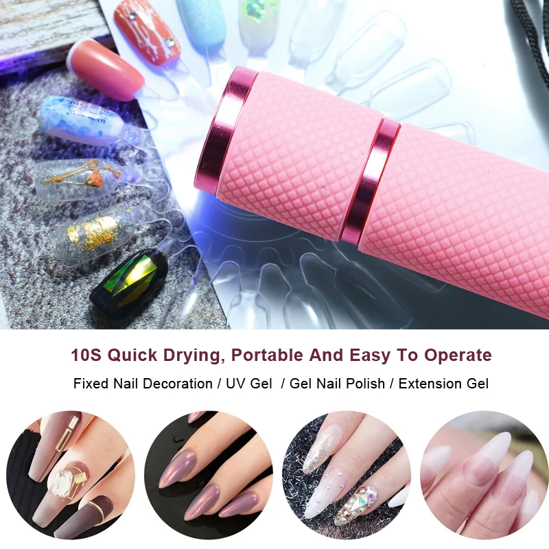 Mini 9 LED Flashlight Nail Dryer UV Light Lamp For Gel Polish Manicure Nail Art Tools Hand Held Fast Drying Machine Portable